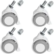 Sämann 4er Set Möbelrolle weiß Gummirolle Lenkrolle Laufrolle Hartbodenrolle