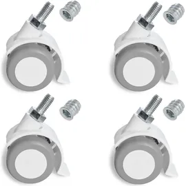 Sämann 4er Set Möbelrolle weiß Gummirolle Lenkrolle Laufrolle Hartbodenrolle
