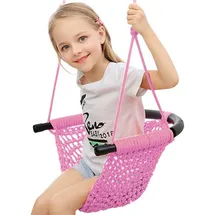 luxuskollektion Kinder Schaukel Outdoor Handgestrickt Atmungsaktiv Höhenverstellbar Rosa