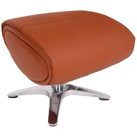 Mendler Relaxsessel mit Hocker HWC-K98, Fernsehsessel Sessel, Liegefunktion drehbar, Metall Echtleder/Kunstleder ~ braun