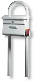 GA-Rundbog.Ständ.,für Briefkasten,Rondo 145 W,ALU weiß beschichtet,Ø50mm,H1740mm - weiß
