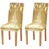 Glitzernde goldene Weihnachts-Stuhlhussen für Esszimmer, Stuhlhussen im 4er-Set, Weihnachtsbaum, abnehmbare Stretch-Stuhlhussen, Schutz, Spandex, waschbar, Küchenstuhlbezug für Esszimmer