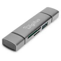Digitus DA-70886 Combo Card Reader Hub (USB-C+USB 3.0, grau