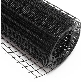 Wiltec Maschendrahtzaun Schwarz 100 cm x 5 m, 0,9 mm Stärke 12x12 mm Maschengröße, Volierendraht 4-Eck aus Stahl verzinkt, Drahtgitter, Vogeldraht