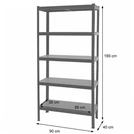 MCW Schwerlastregal E33 2er-Set Schwarz 180x90x40cm