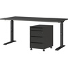 Büromöbel-Set »Mailand«, 2-teiliges Set: Schreibtisch + Rollcontainer, grau