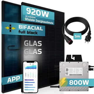 sunniva Balkonkraftwerk Full Black Bifacial 800 W inkl. Beny Wechselrichter + 2 x 460W Solarpanels