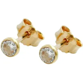 GALLAY Ohrstecker 3mm Zirkonia Gelbgold 9Kt onesize