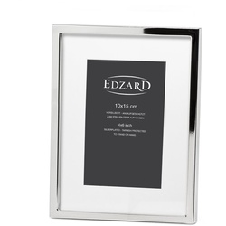 EDZARD Bilderrahmen Rivoli, versilbert und anlaufgeschützt, für 10×15 cm Foto – Fotorahmen, Rahmen für Foto zum Hinstellen und Aufhängen silberfarben