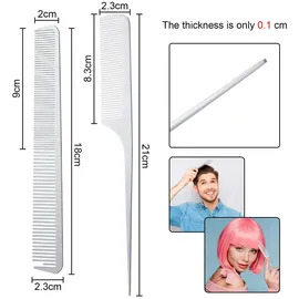 Boao 2er Set Metall Schwanz Kämme Silber Edelstahl