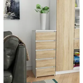 Akord Kommode AKORD CL5 40 x 92 x 35 cm Weiß / Sonoma Eiche