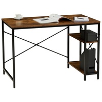 CARO-Möbel Schreibtisch TAVIRA, Schreibtisch im Industrial Stil aus Metall und MDF in Vintage große Ti braun|schwarz