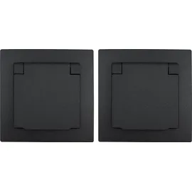 McPower Schuko-Steckdose 2er-Pack IP44 Anthrazit