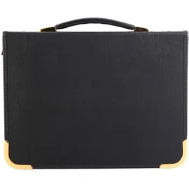Clairefontaine Goldline Präsentationsmappe (Reißverschluß, 3 Ringen, Griff, robust, Metallecken, für 25 Hüllen, DIN A3, 29,7 x 42 cm) schwarz