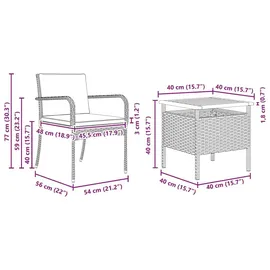 vidaXL Garten Bistro Set 3-tlg. Grau