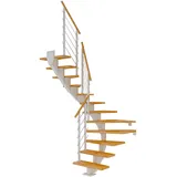 DOLLE Mittelholmtreppe Hamburg (Breite: 85 cm, 1/2-gewendelt, Verkehrsweiß, Farbe Stufen: Buche, Natur, Geschosshöhe: 259 – 301 cm)