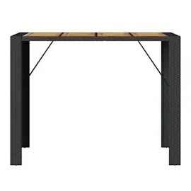 vidaXL Garten-Bartisch mit Holzplatte Schwarz 145x80x110 cm Polyrattan