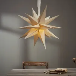 Papierstern DECEMBER - 3D Stern mit Dekoband - hängend - 18-zackig - D: 45cm - creme