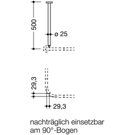Hewi System 900 Deckenabhängung 500 mm kürzbar, gold