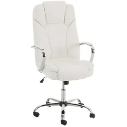 DELUKE® Bürostuhl JUBEL - 115x62x70, Weiß | Kunstleder | Metall in Chromoptik Gestell | ergonomische Bürostühle Homeoffice Stuhl mit Rollen