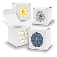 Adventskalender zum Füllen 24x Würfel 6,5cm WEISS + Sticker V04 Z24 - Weiß