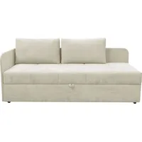 Schlafsofa ALINA "Marla" Sofas Gr. B/H/T: 205cm x 73cm x 95cm, Struktur fein XBO, Armlehne links, weiß (weiß xbo 1) inkl. Stauraum & 2 Rückenkissen, Armlehne wahlweise links oder rechts