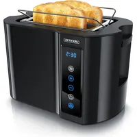 Arendo Toaster, 2 Scheiben, Edelstahl, 800W, Touch-Bedienung, Display, mit