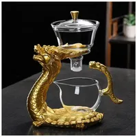 Magnetische Teekanne aus Glas, Lazy Kungfu-Tropf-Teekanne mit Teesieb, magnetische Wasserumleitung, drehbare Abdeckung, halbautomatische Glas-Teekanne, hitzebeständiges Kungfu-Tee-Set, Kaffeeset