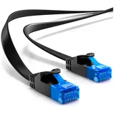 deleyCON 20m CAT6 Flaches Netzwerkkabel 1000 Mbit Gigabit LAN - Cat 6 RJ45 Ethernet Patchkabel Verlegekabel Flach - für Internet Switch Router Modem Patchpanel - Schwarz