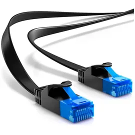 deleyCON 20m CAT6 Flaches Netzwerkkabel 1000 Mbit Gigabit LAN - Cat 6 RJ45 Ethernet Patchkabel Verlegekabel Flach - für Internet Switch Router Modem Patchpanel - Schwarz