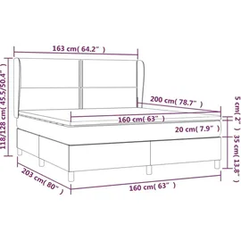 vidaXL Boxspringbett mit Matratze Schwarz 160x200 cm Samt