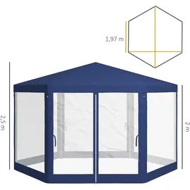 Outsunny Pavillon 3,94 x 3,41 m inkl. 6 Seitenteile Blau