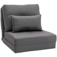 Homcom Schlafsessel 2 in 1 Leinen 60 x 80 x 56 cm Dunkelgrau mit Kissen