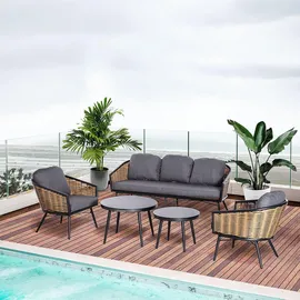 Outsunny Polyrattan Gartenmöbel Set 5-teiliges mit Sofa Kissen