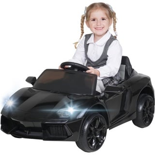 ACTIONBIKES MOTORS Kinder-Elektroauto Super Sport, 50 Watt, 12 Volt, Fernbedienung, LEDs, Soundmodul, Bremsautomatik (Schwarz)