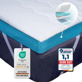 Komfortec Gel Topper 140x200 cm H3/H4, Matratzentopper für Boxspringbett, Oeko-TEX Zertifiziert, 7,5 cm Höhe, Aloe Vera Bezug