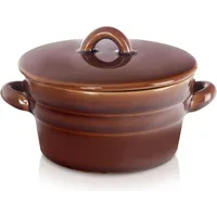 Orion | Keramiktopf Für Schmalz - 340 Ml - Braun - Praktischer Deckel - Küchenbehälter