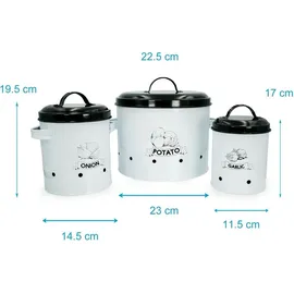 Intirilife Vorratsdosen 3-teiliges Set grau weiß 11,5 x 17 / 14,5 x 17,5 / 23 x 26,5 cm