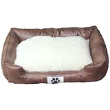 Clamaro Hundebett Hundesofa Kunstleder Schlafplatz Katzenbett 2in1 Wendekissen, Hundebett schwarz 120x80 cm - Schwarz