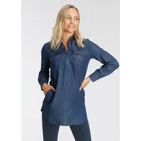 Arizona Jeansbluse »Krempelärmel mit Riegel«, im Tunikastil Gr. 50, darkblue, , 44047436-50