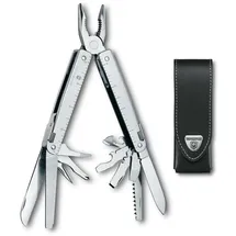 Victorinox Multifunktionstool, SwissTool mit Gürtelhalter, Multitool, Taschen Werkzeug, 26 Funktionen, Kombi-Spitzzange, Feststellklinge