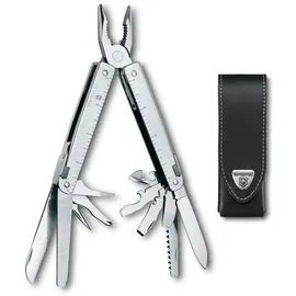 Victorinox Multifunktionstool, SwissTool mit Gürtelhalter, Multitool, Taschen Werkzeug, 26 Funktionen, Kombi-Spitzzange, Feststellklinge