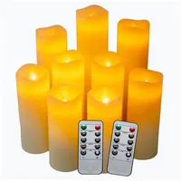 Intirilife LED-Kerze (Set, 9-tlg., 9x LED Kerze), LED Kerzen Set in verschiedenen Größen aus Wax inkl. Fernbedienungen weiß
