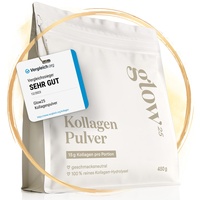 Glow25® Collagen Pulver [450g] - Das Original - Premium Kollagen Hydrolysat - Peptide Typ 1 und 3 - Perfekte Löslichkeit - Natur