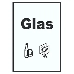 HB-Druck Glas Mülltrennung Schild Text Symbol Scheibe Flasche hochkant A2 (420x594mm)