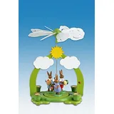 Rudolphs Schatzkiste Tischdekoration Osterhasen mit Eier Höhe 23cm NEU Osterpyramide Holzpyramide Tischdekoration Dekoration Ostern Osterhase Wärmespiel Lichter Figur Edelholz Seiffen Erzgebirge Holz