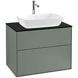 Villeroy & Boch Finion Waschtischunterschrank F75200GM 80x60,3cm, Abdeckplatte black matt, Olive Matt Lacquer