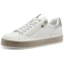 Marco Tozzi Damen Sneaker flach mit Reißverschluss Freizeit, Weiß 39 EU - 39 EU