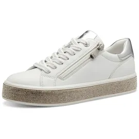Marco Tozzi Damen Sneaker flach mit Reißverschluss Freizeit, Weiß 39 EU - 39 EU