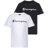 Champion T-Shirt CHAMPION, Jungen, Gr. XL (164/170), schwarz-weiß (schwarz, weiß), Obermaterial: 100% Baumwolle, Rundhals, Shirts T-Shirt, Kurzarm, mit Logoschriftzug, aus Baumwolle und Polyester